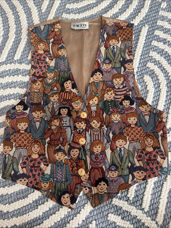 Vintage Tops - Vintage 90s Facets by Mirrors School Teacher Tapestry Vest Made in USA Medium